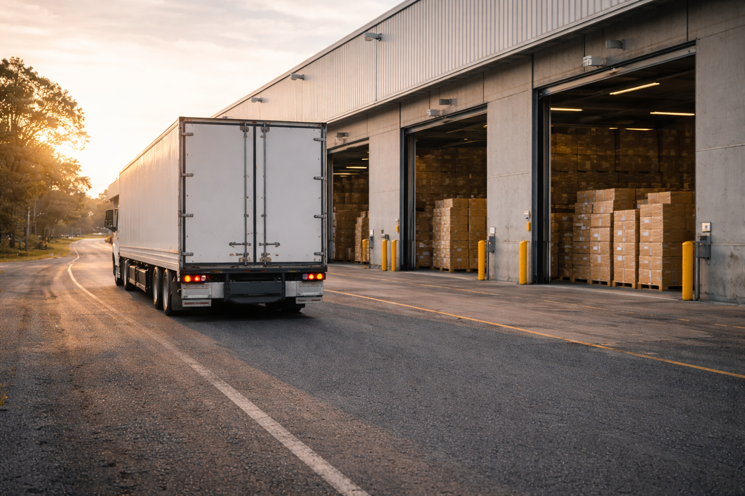 Morning departure from distribution center