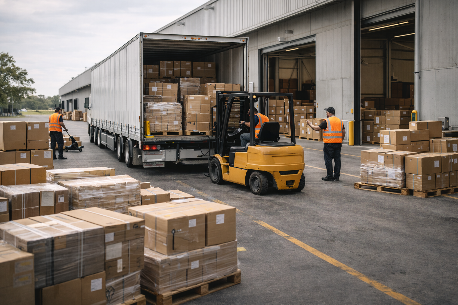Warehouse loading operation with forklifts
