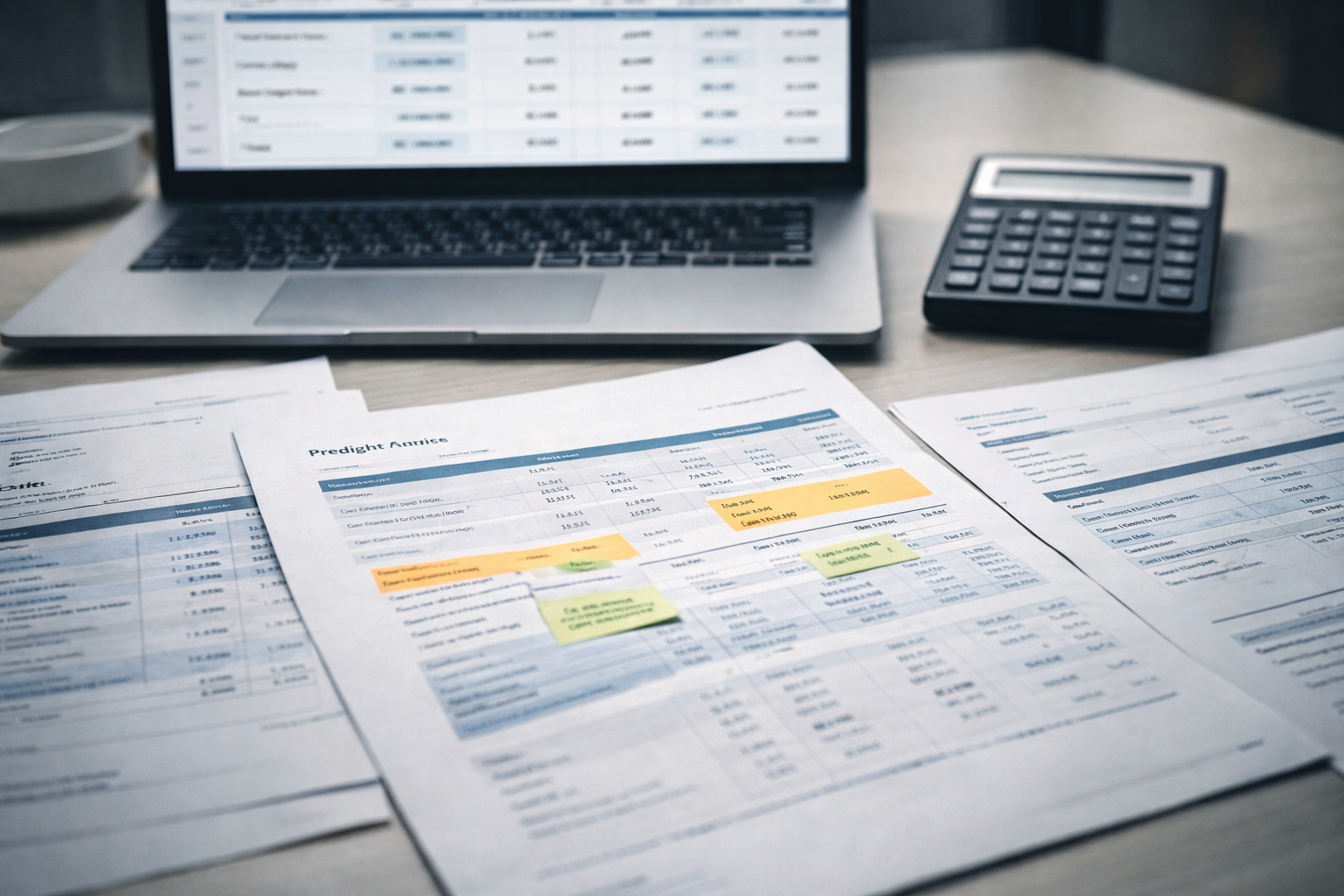 Freight audit with highlighted discrepancies