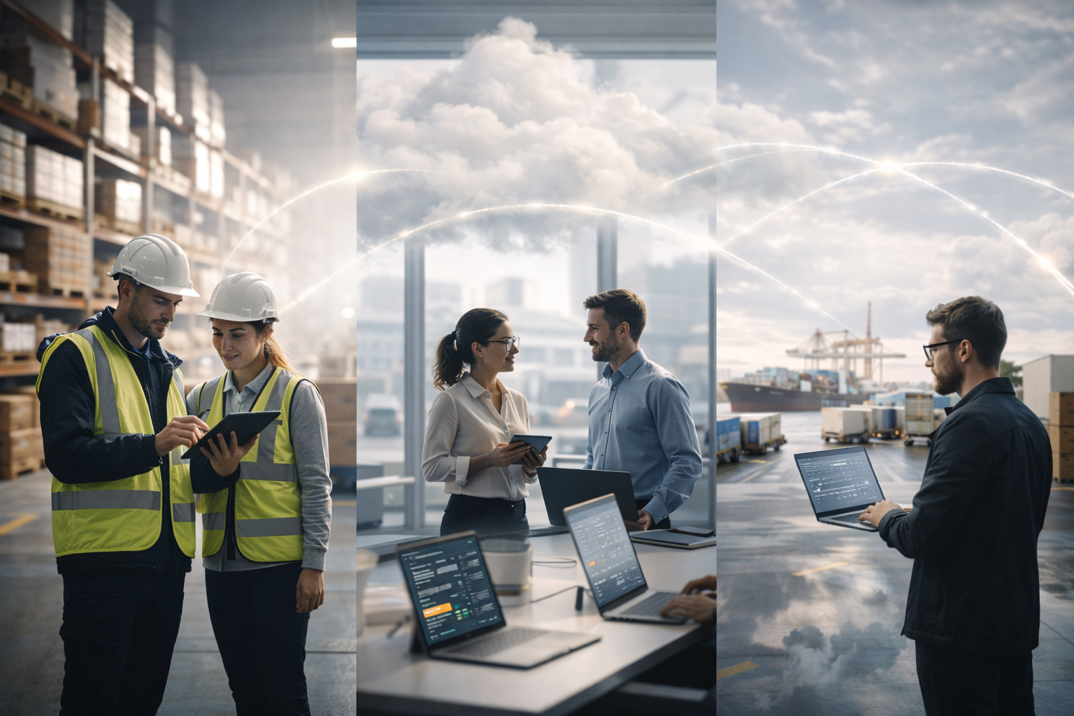 Connected supply chain professionals in action