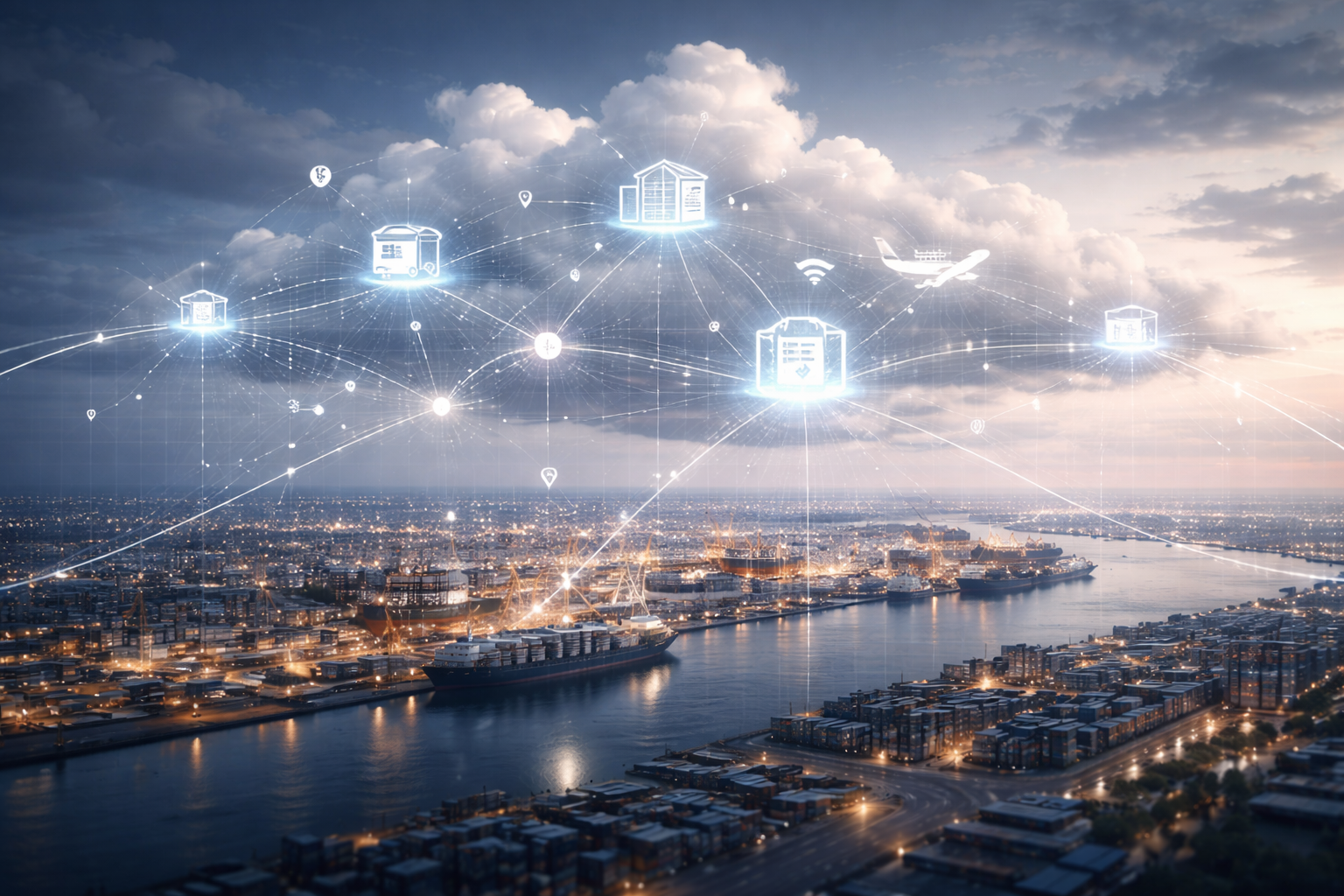 Cloud-connected supply chain over port city