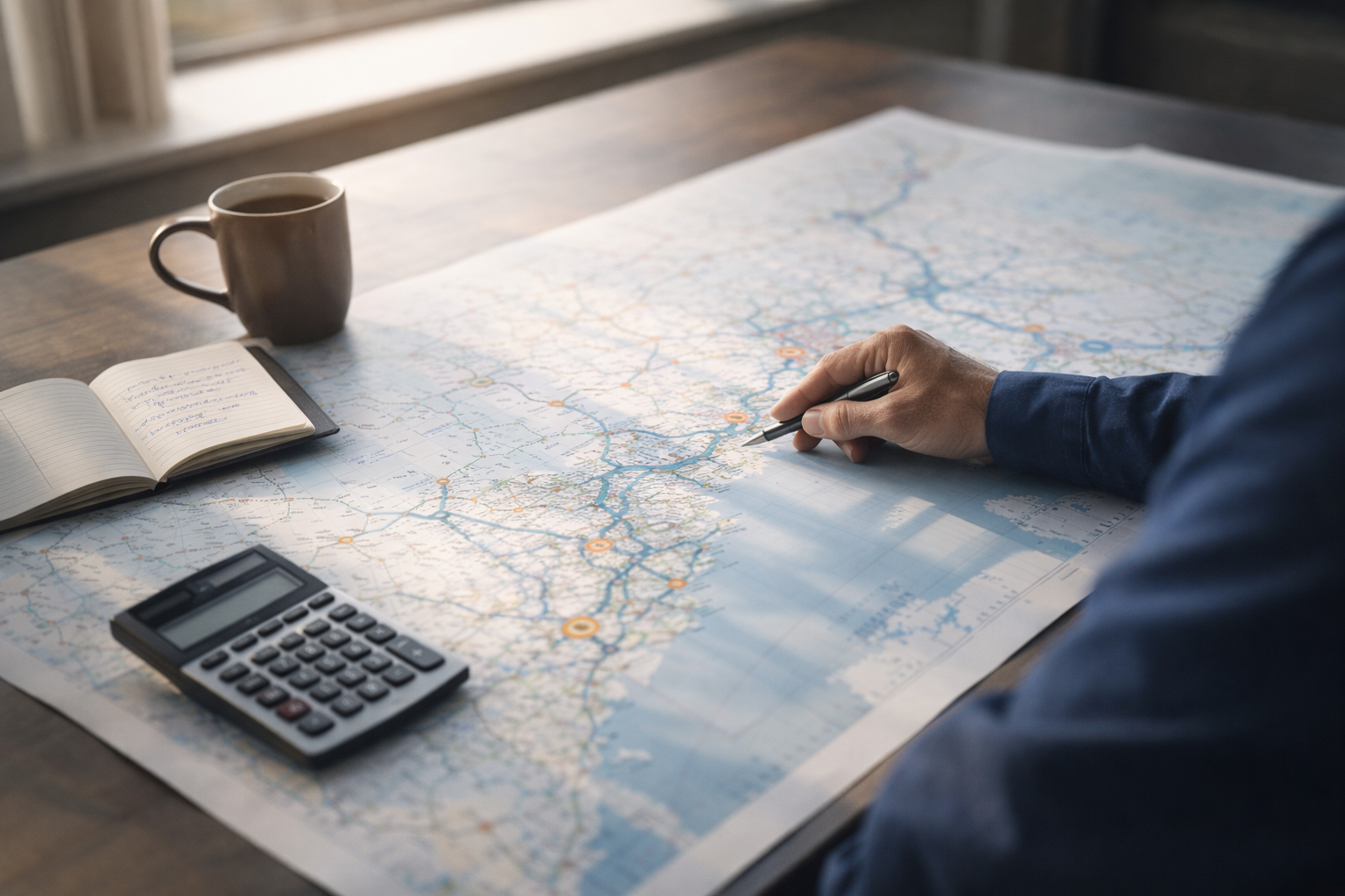 Planning logistics over detailed map