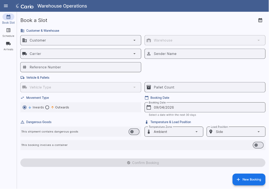 Image 1: Dock management booking form